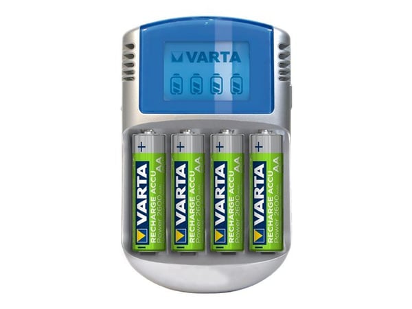 Varta LCD Charger - 2-4 t batterilader - (for 4xAA/AAA) + AC-strømadapter + bilstrømadapter - 4 x batterier lader - 1400 mA