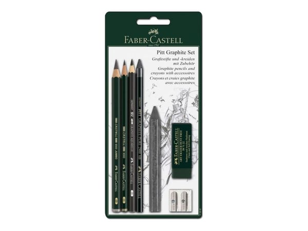 Faber-Castell Pitt Graphite set - Sett med fettstift og blyant - grafitt - 2B, 6B - 5 deler