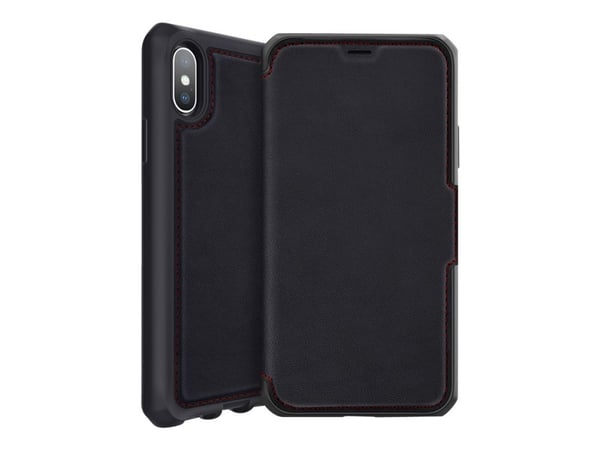 ITSKINS HYBRID // FOLIO - Lommebok for mobiltelefon - helnarvet lær - svart, rød - 6.5" - for Apple iPhone XS Max
