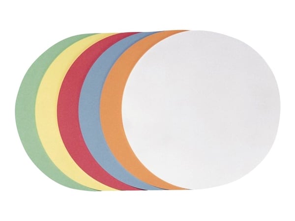 FRANKEN - Moderasjonskort - sirkel - 14 cm diameter - hvit, gul, rød, grønn, oransje, lys blå (en pakke 500)