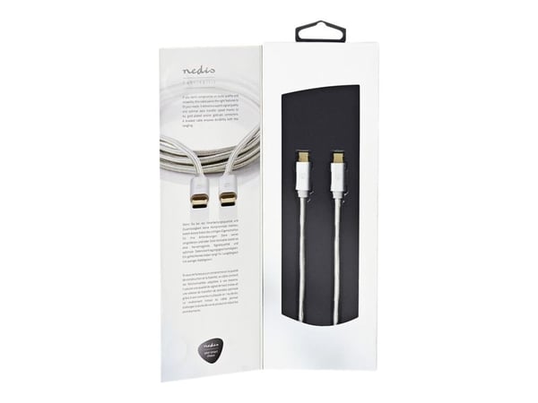 Nedis - USB-kabel - USB-C (hann) til USB-C (hann) - USB 2.0 - 2 m - aluminium