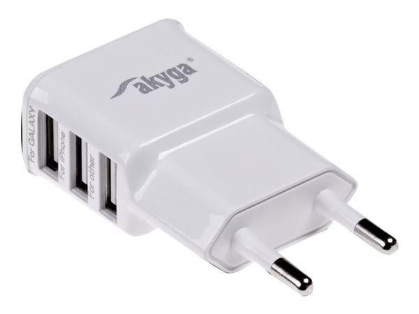 Akyga AK-CH-05 - Strømadapter - 15 watt - 3.1 A - 3 utgangskontakter (USB) - hvit Akyga AK-CH-05 - Strømadapter - 15 watt - 3.1 A - 3 utgangskontakter (USB) - hvit
