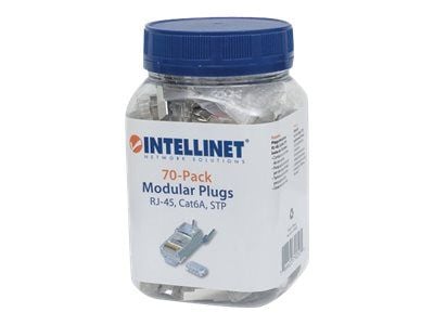 Intellinet RJ45 Modular Plugs Pro Line, Cat6A, STP, 3-prong, for solid & stranded wire, 50 µ gold-plated contacts, 70 pack - Nettverkkontakt - RJ-4...