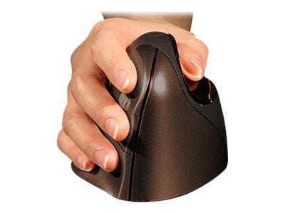 Evoluent VerticalMouse 4, Oikeakätinen, Optinen, Langaton RF, Musta, Ruskea