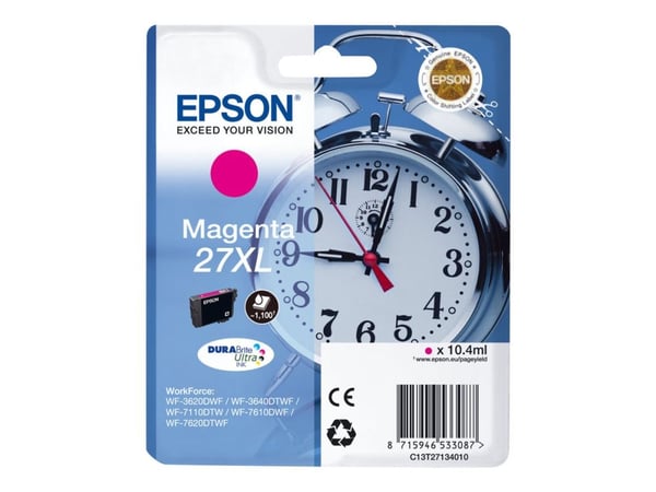 Tulostuskasetti EPSON T2713 CLOCK C13T27134012 C13T271340, 1.100 sivua, Magenta