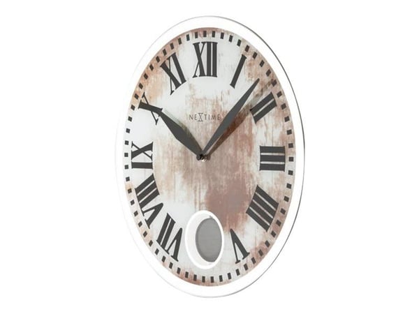 Nextime Romana - Klokke - kvarts - veggmonterbar - 43 cm - gulaktig hvit - ramme: hvit
