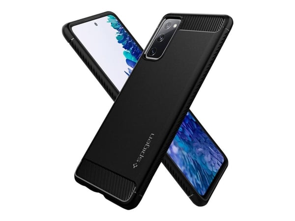 Spigen Rugged Armor - Baksidesskydd för mobiltelefon - flexibel termoplastisk polyuretan (TPU) - matte black with carbon fiber detailing and glossy...