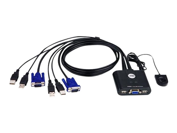 ATEN CS22U - Omkopplare för tangentbord/video/mus - 2 x KVM port(s) - 1 lokal användare - skrivbordsmodell