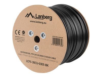 Lanberg - Irtokaapeli - 305 m - FTP - CAT 5e - ulkokäyttöön, kiinteä - musta, RAL 9004