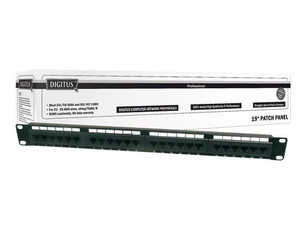 DIGITUS Professional DN-91624U - Koblingspanel - CAT 6 - UTP - RJ-45 X 24 - 1U - 19"