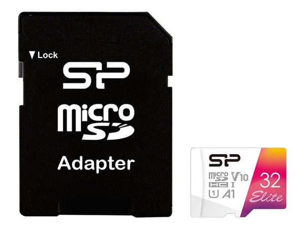 SILICON POWER Elite - Flash-minneskort (microSDHC till SD-adapter medföljer) - 32 GB - A1 / Video Class V10 / UHS-I U1 / Class10 - microSDHC UHS-I