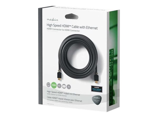 Nedis - HDMI-kabel med Ethernet - HDMI hann til HDMI hann - 10 m - skjermet - antrasitt - rund