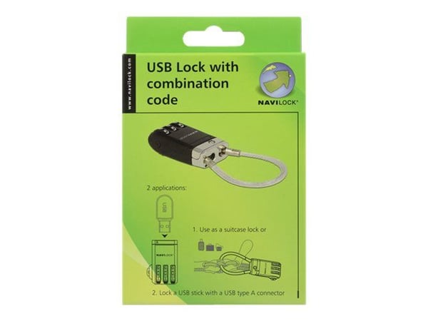Navilock USB Lock, Yhdistelmälukko, musta
