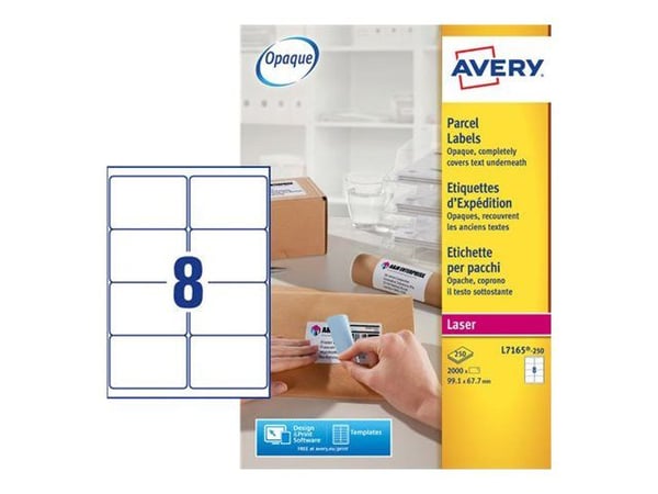 Avery - Hvit - 99.1 x 67.7 mm 2000 etikett(er) (250 ark x 8) adresselapper Avery - Hvit - 99.1 x 67.7 mm 2000 etikett(er) (250 ark x 8) adresselapper