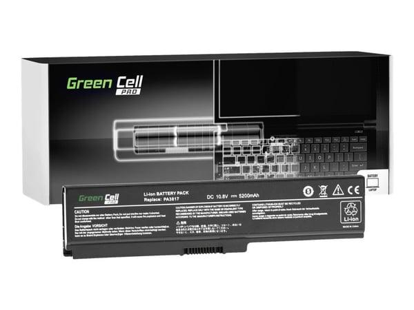 Green Cell PRO - Batteri til bærbar PC (tilsvarer: Toshiba PA3817U-1BRS) - litiumion - 6-cellers - 5200 mAh - svart - for Toshiba Satellite C650, C...