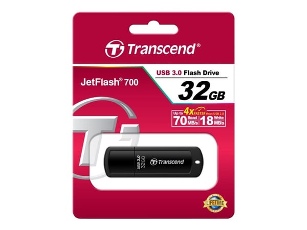 Transcend JetFlash 700 - USB flash-enhet - 32 GB - USB 3.0 - svart