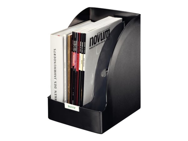 LEITZ arkivmappe Plus Jumbo, DIN A4, polystyren, sort, kapasitet: 205 mm, med håndtakshull på baksiden (5239-00-95)