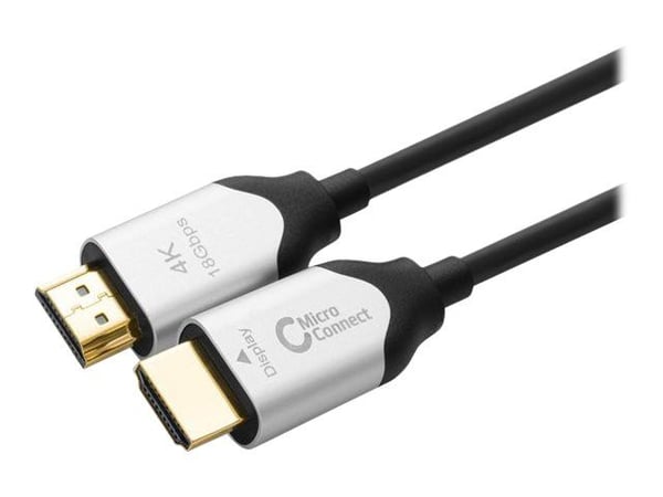 MicroConnect Premium - HDMI-kaapeli Ethernetillä - HDMI uros HDMI uros - HDMI uros - 25 m - Hybridi kupari/hiilikuitu - Musta - HAOC-kaapeli (Hybri...