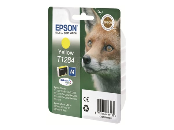 Epson Fox Singlepack Yellow T1284 DURABrite Ultra Ink, Keltainen, Väriainepohjainen muste, 1 kpl