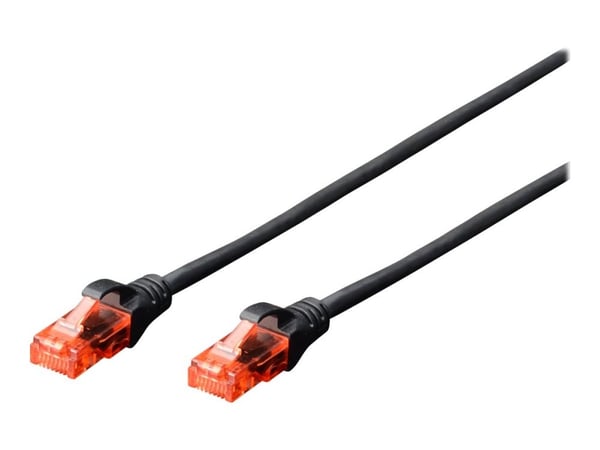 DIGITUS Professional - Koblingskabel - RJ-45 (hann) til RJ-45 (hann) - UTP - CAT 6 - med støvel, uten hindringer - svart