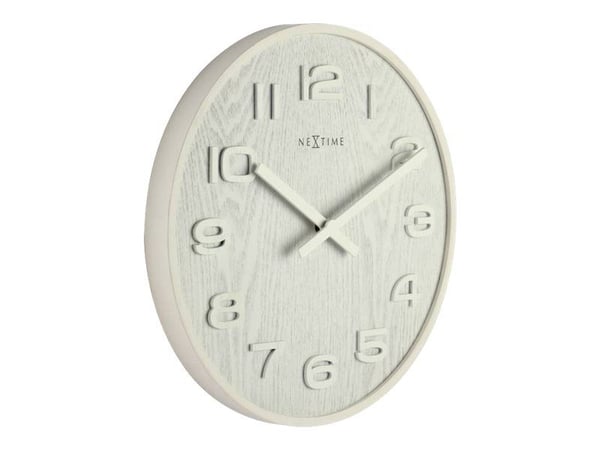 Nextime Wood Wood Medium - Klokke - kvarts - veggmonterbar - 35 cm - hvit