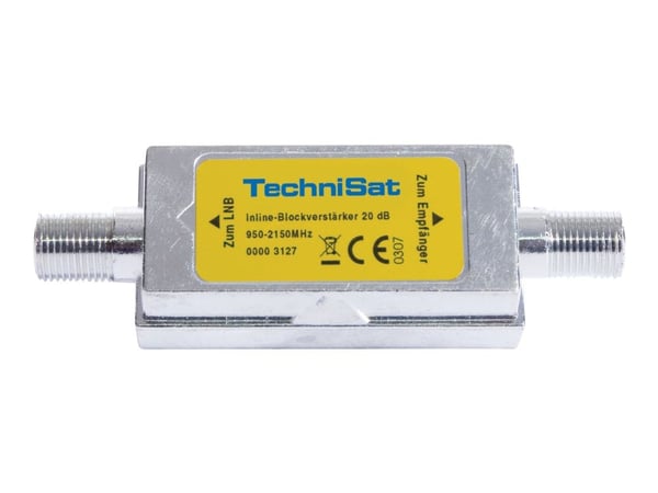 TechniSat Inline Block Amplifier, Kaapelinyhdistin, 75 O, 950 - 2150 MHz, Hopea, Naaras, 1 kpl