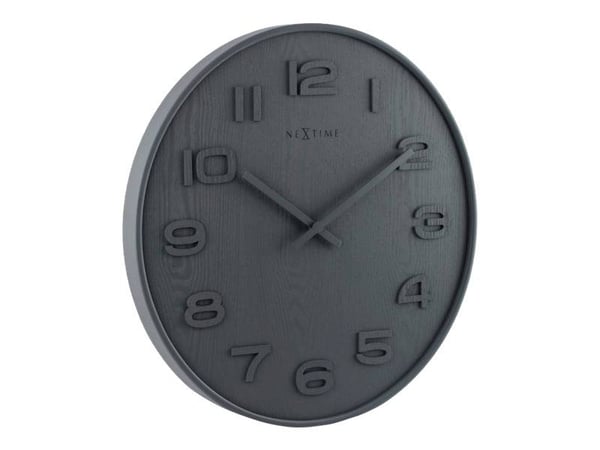 Nextime Wood Wood Medium - Klokke - kvarts - veggmonterbar - 35 cm - grå