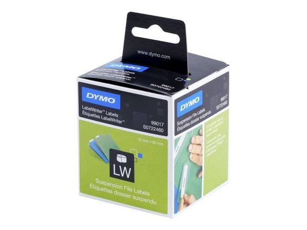 DYMO LabelWriter - Hvit - 50 x 12 mm 220 etikett(er) (1 rull(er) x 220) opphengsfiletiketter - for DYMO LabelWriter 310, 315, 320, 330, 400, 450, 4...