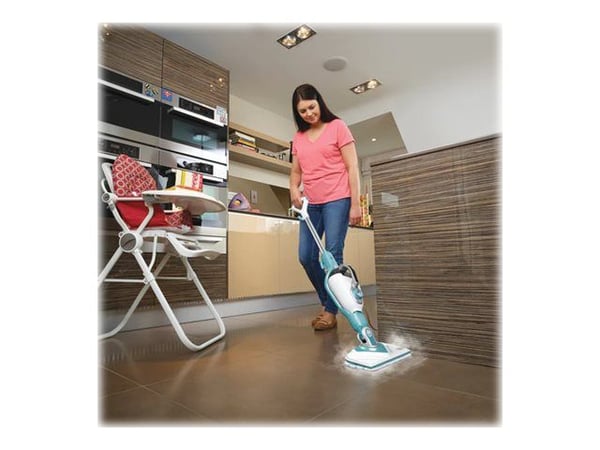 BLACK+DECKER steam-mop BHSM1610DSM - Damprenser - pinne/håndholdt (2-i-1) - hvit/vann