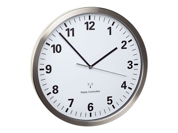 TFA - Klocka - kvarts - väggmonterbar - 30.5 cm - vit, silver