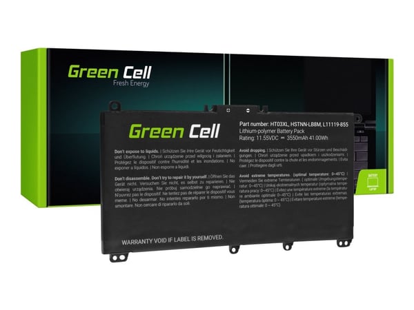 Green Cell - Batteri til bærbar PC (tilsvarer: HP HT03XL) - litiumpolymer - 3-cellers - 3550 mAh - svart - for HP 240 G7 Notebook, 245 G7 Notebook,...