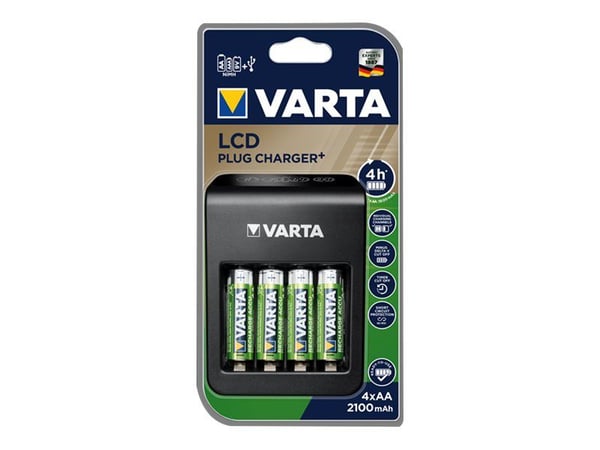 Varta 57687 batterilader 4x AA 2100 mAh LCD Plug Charger+