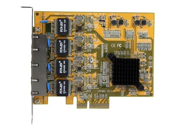 Startech 4 Port Gigabit NIC PCIe Network Card - Quad Port Adapter (ST1000SPEX43) - Nettverksadapter - PCIe - Gigabit Ethernet x 4 - gul