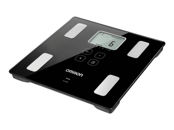 Omron VIVA, Sähkökäyttöinen henkilövaaka, 150 kg, 100 g, Musta, kg/lb, Neliö