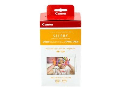 Canon RP-108 - Kassett och pappersset för färgband - för SELPHY CP1000, CP1200, CP1300, CP820, CP910
