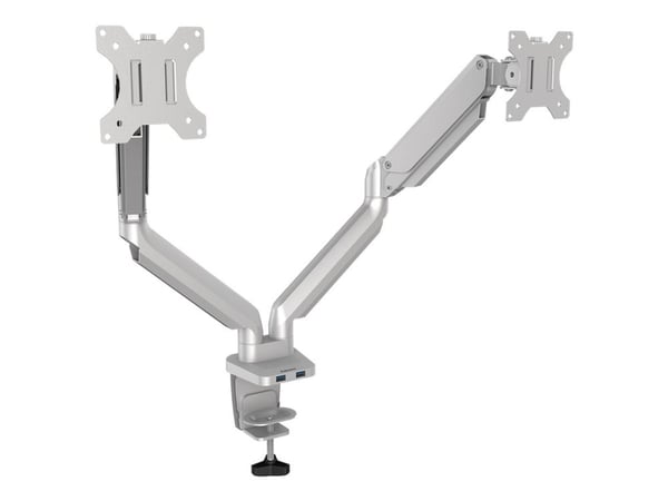 Fellowes Platinum Series - Monteringssett - justerbare dobbeltarmer - for 2 skjermer - aluminium - sølv - skjermstørrelse: inntil 27" - skrivebords...