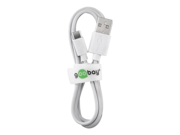 goobay USB-C charger set - Strömadapter - 12 watt - 2.4 A - 2 utdatakontakter (USB) - på kabel: USB-C - vit