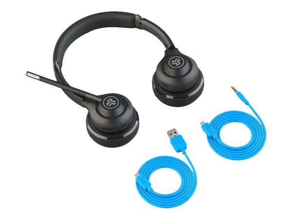 JLab Audio Go Work - Hodesett - on-ear - Bluetooth - trådløs, kablet - 3,5 mm jakk - svart
