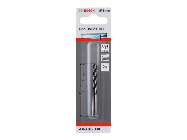 Bosch PointTeQ - Bor - for metall - bor - 2 deler - 3 mm - lengde: 61 mm