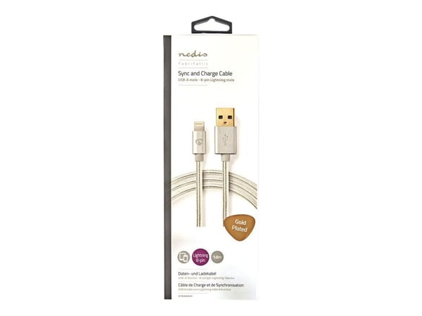 Nedis - Lightning-kabel - USB hann til Lightning hann - 1 m - aluminium - rund