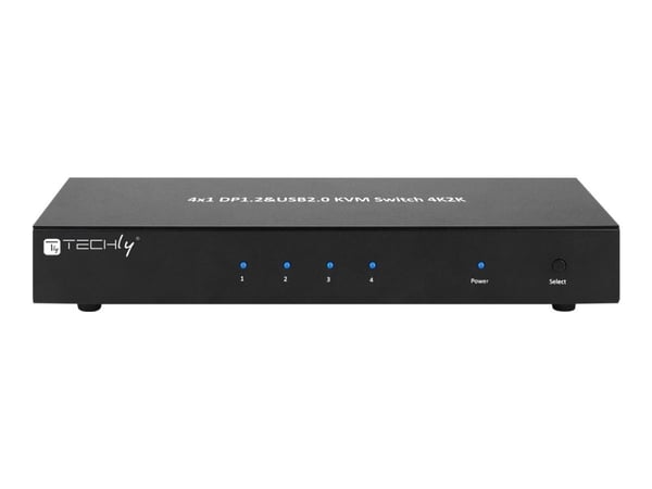 TECHly 4 Port DisplayPort 1.2 KVM Switch with Hub and audio - KVM / lyd / USB-svitsj - 4 x KVM/lyd - 1 lokalbruker - stasjonær