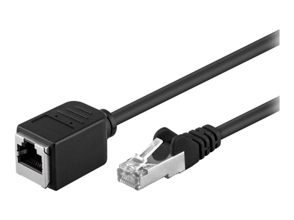 goobay - Verkon jatkokaapeli - RJ-45 (uros) RJ-45 (naaras) - 5 m - taitettu suojaamaton kierretty parikaapeli (F/UTP) - CAT 5e - muotoiltu - musta ...