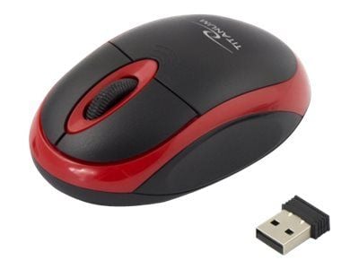 Titanum VULTURE - Mus - optisk - 3 knapper - trådløs - 2.4 GHz - USB trådløs mottaker - rød