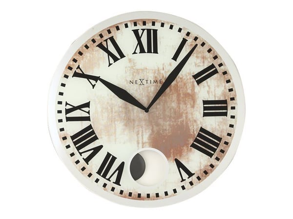 Nextime Romana - Klocka - kvarts - väggmonterbar - 43 cm - offwhite - ram: vit