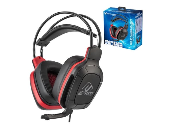 SuBsonic Pro Gaming 50 - Red Sports Edition - hodesett - full størrelse - kablet - 3,5 mm jakk