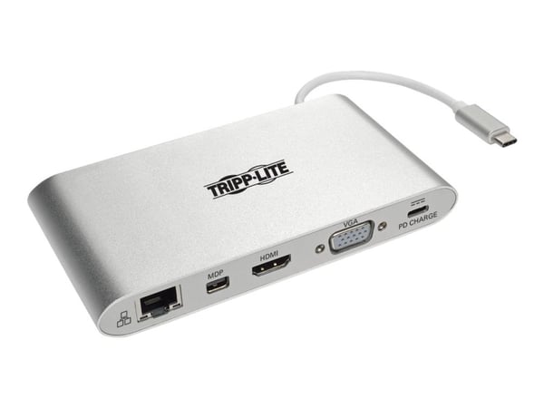 Eaton Tripp Lite Series USB C Docking Station 4K USB Hub USB 3.1 Gen 1 w/ USB-A, HDMI, VGA, mDP, Gigabit Ethernet, Mem Card, 3.5 mm & USB-C Charge ...