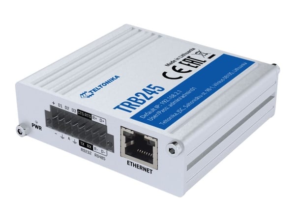 Teltonika TRB245, Harmaa, Teho, SNMP, TCP, UDP, IPv4, IPv6, ICMP, NTP, DNS, HTTP, HTTPS, FTP, SMTP, SSL v3, TLS, ARP, PPP (planned),..., 10,100 Mbi...