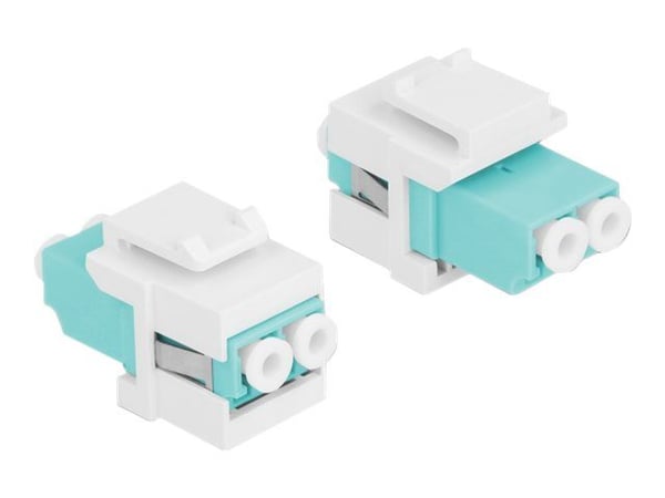 Delock - Nettverkkopler - LC multimodus (hunn) til LC multimodus (hunn) - fiberoptisk - dupleks - Keystone-jakk - hvit, akvamarin