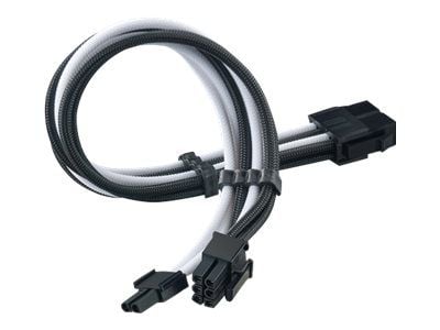 SilverStone PP07E - Strømforlengelseskabel - 8-pins PCIe-strøm (6+2) (hann) til 8-pins PCIe-strøm (hunn) - 30 cm - svart, hvit