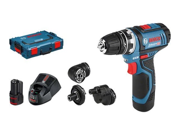Bosch GSR 12V-15 FC Professional - Drill/driver - trådløs - 2 hastigheter - 1/4" sekskantsokkel, kjoks uten nøkkel 10 mm - 30 N·m - 2 batterier - 12 V